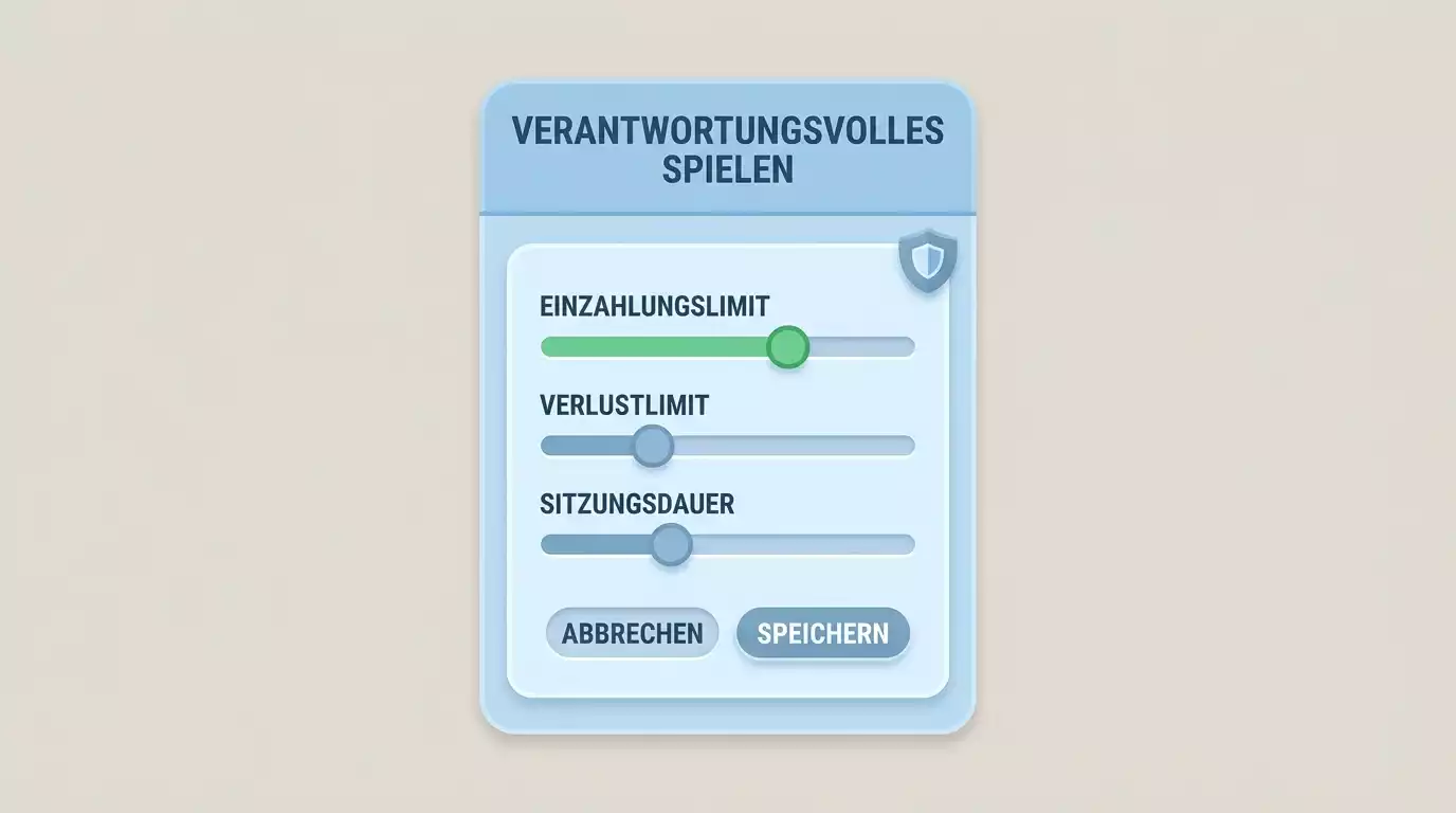 Schematische Darstellung eines Benutzerdialogs mit Schiebereglern für Einzahlungslimit, Verlustlimit und Sitzungsdauer als Beispiel für interne Schutzwerkzeuge bei Offshore-Anbietern