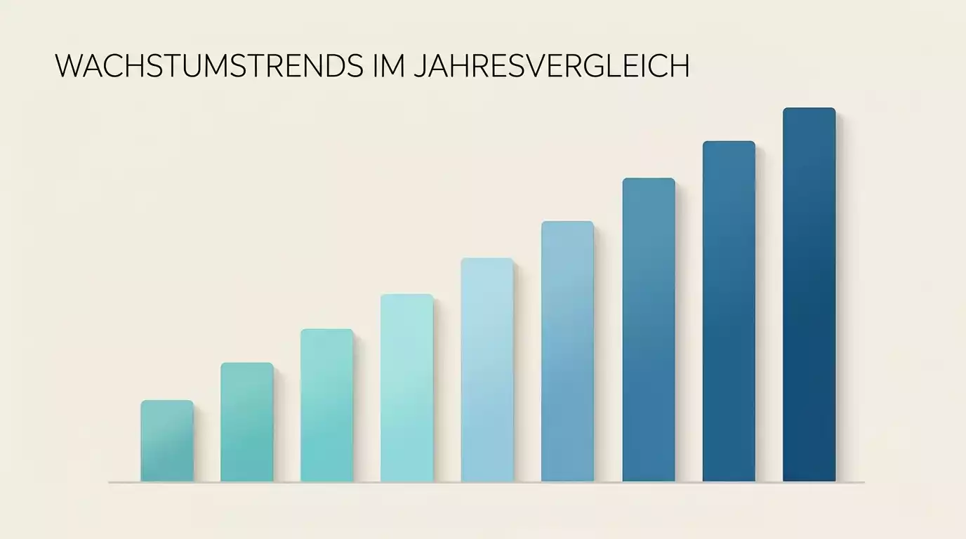 Schlichte Balkenvisualisierung mit ansteigenden Säulen als Sinnbild für das Wachstum aktiver OASIS-Sperren bis 2025