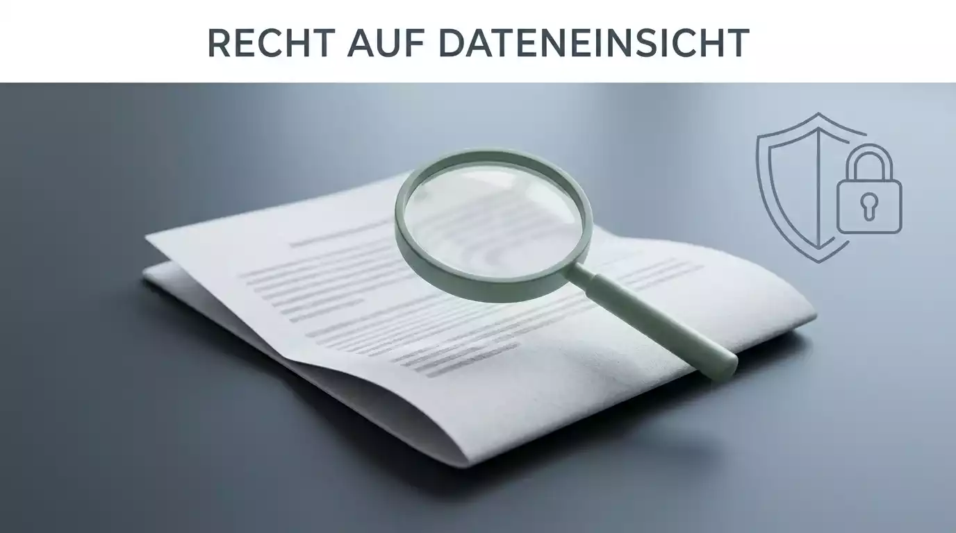 Abstrakte Darstellung eines Dokuments mit Datenschutz-Symbol als Sinnbild für die Auskunftsrechte nach DSGVO